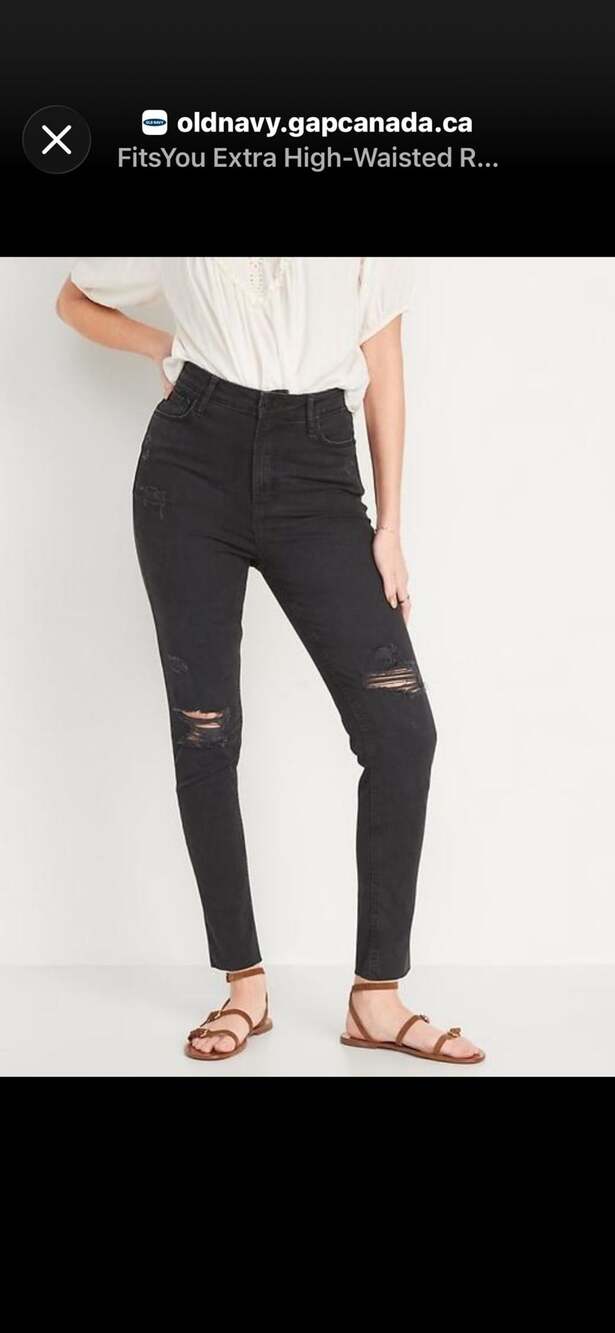 Old Navy Rockstar Super Skinny High Rise Distressed Black Jeans Size 6